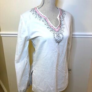 BOHO Hippie Blouse Shirt Sequin Embroidery ETHNIC